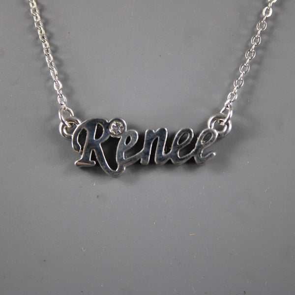 RENEE NEW Name Silvertone Rhinestone 14.5" w 4.5" Multi Ring Ext Necklace