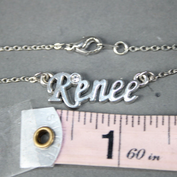 RENEE NEW Name Silvertone Rhinestone 14.5" w 4.5" Multi Ring Ext Necklace