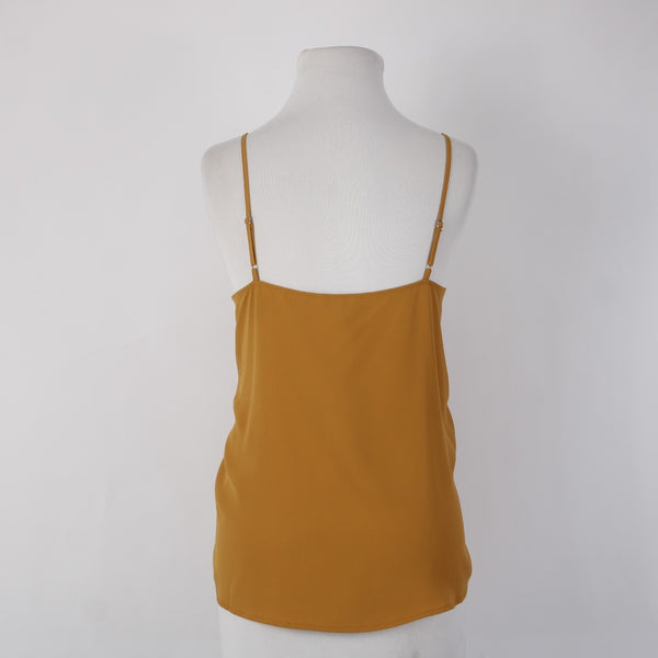 Naked Zebra Sz L Top $29 Sz L Mustard Yellow Lace Detail V Neck 100% Poly Top