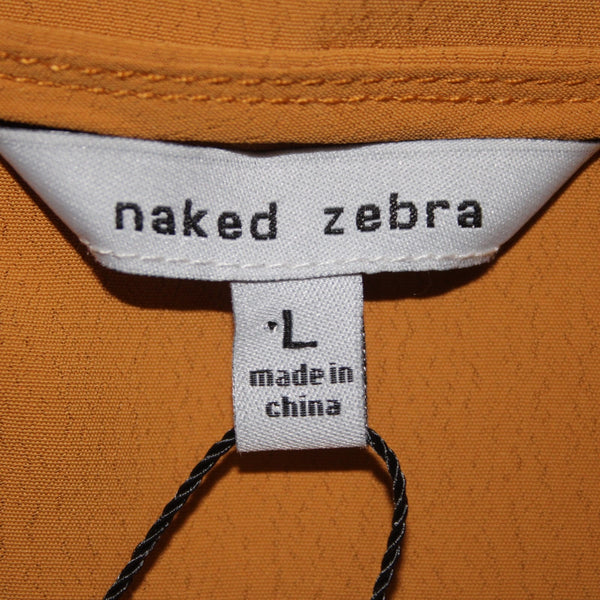 Naked Zebra Sz L Top $29 Sz L Mustard Yellow Lace Detail V Neck 100% Poly Top