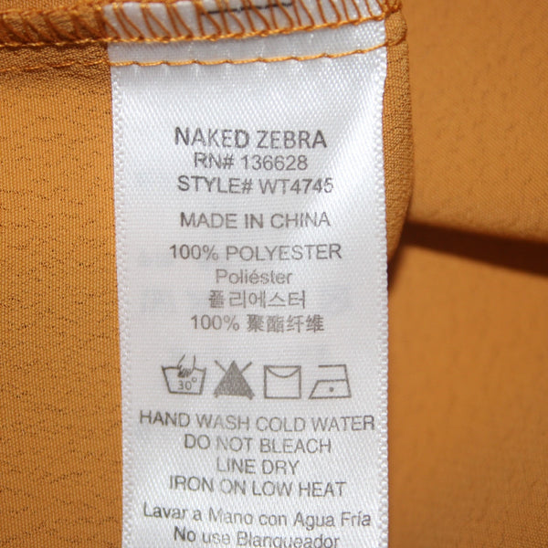 Naked Zebra Sz L Top $29 Sz L Mustard Yellow Lace Detail V Neck 100% Poly Top