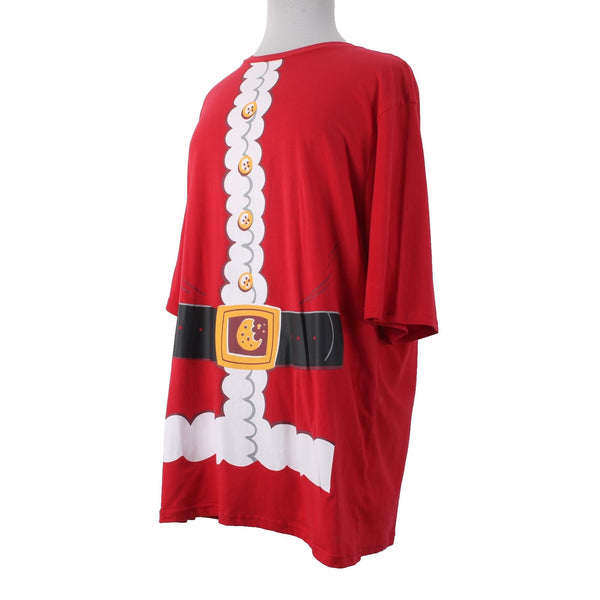 Mad Shirt Sz 3XLT Red Multi Colored Santa Design Cotton Poly Tee Shirt