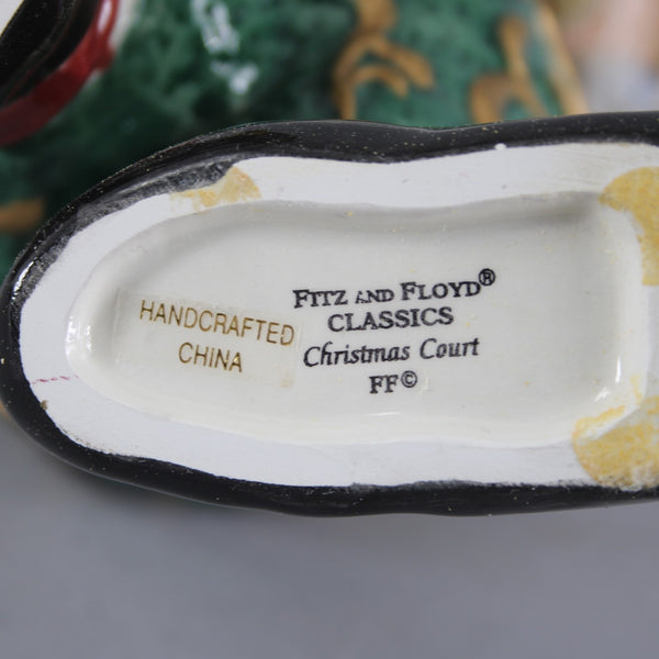 Fitz Floyd Candle Holders Classic Christmas Court 2pc Santa Elf 8" Candle Holder