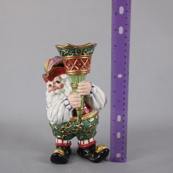 Fitz Floyd Candle Holders Classic Christmas Court 2pc Santa Elf 8" Candle Holder