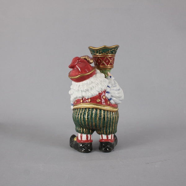 Fitz Floyd Candle Holders Classic Christmas Court 2pc Santa Elf 8" Candle Holder
