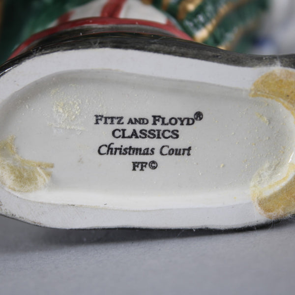 Fitz Floyd Candle Holders Classic Christmas Court 2pc Santa Elf 8" Candle Holder