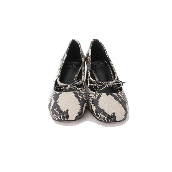 Vince Camuto Heels Sz 9 M Black Cream Reptile Print Leather Upper 1.5" Heels