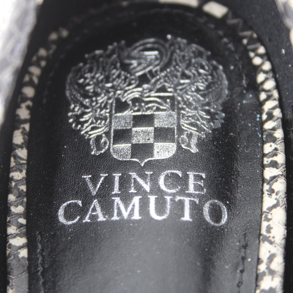 Vince Camuto Heels Sz 9 M Black Cream Reptile Print Leather Upper 1.5" Heels