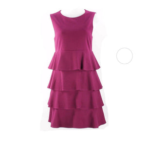 Theory Sz M Plum Purple Multi Tiered Viscose Blend Ponte Knit Lined Dress