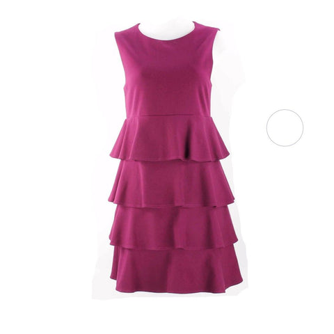 Theory Sz M Plum Purple Multi Tiered Viscose Blend Ponte Knit Lined Dress