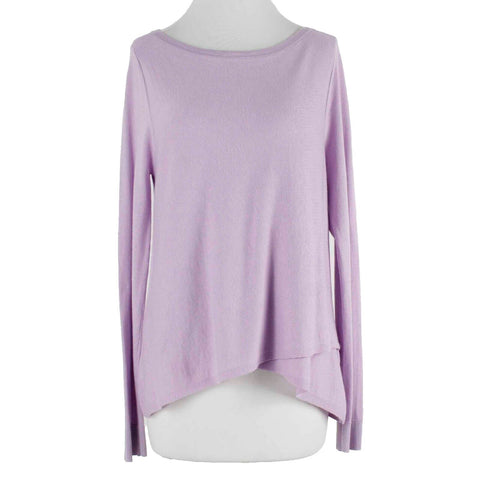 Halogen Sz S Lavender Boatneck Layered Front Viscose Cashmere Blend Sweater