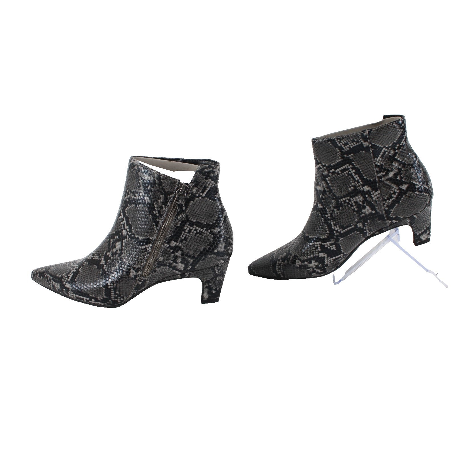 Seven Dials Sz 9 Gray Black Reptile Print Assymetric Outside Zip Manmade Booties