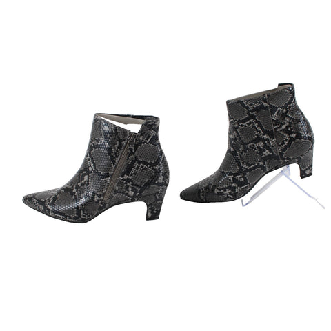 Seven Dials Sz 9 Gray Black Reptile Print Assymetric Outside Zip Manmade Booties