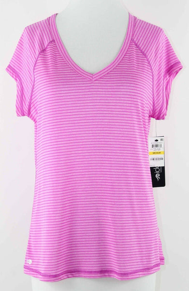 Ideology NEW Sz M Purple Pink Striped Lightweight Polyester Blend Top