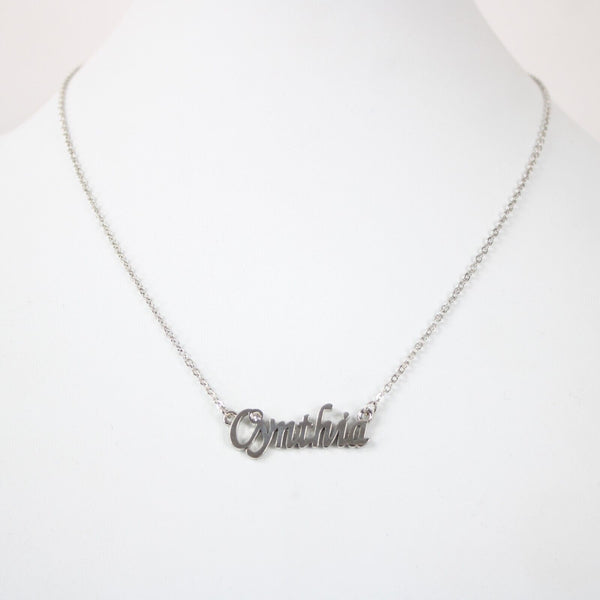 CYNTHIA Name NEW Silvertone Rhinestone 14.5" w 4.5" Multi Ring Ext Necklace