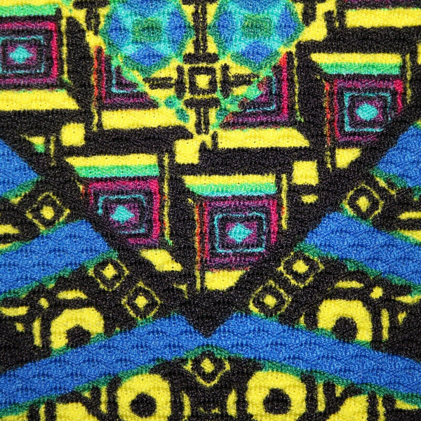 Peter Nygard Sz 8 Royal Blue Yellow Multi Color Lined Polyester Spandex Dress