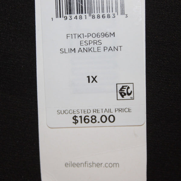 Eileen Fisher Pant NEW $168 Sz 1X x 29 Dark Gray Slim Ankle Viscose Nylon Pant