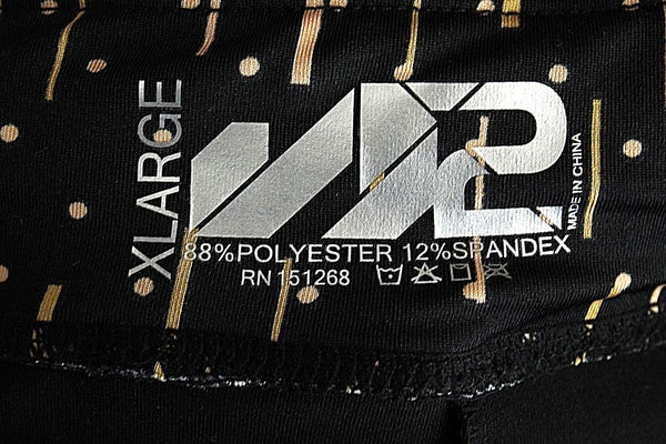 S2 Sportswear NEW $80 XL x 20 Black Gold Peach Foil Poly Spandex Legging Pant