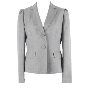 Nine & Co. Sz 6 Gray Lined 2 Button 100% Polyester Jacket
