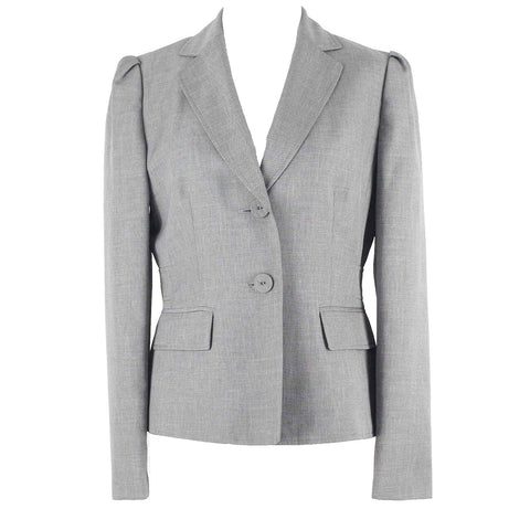 Nine & Co. Sz 6 Gray Lined 2 Button 100% Polyester Jacket