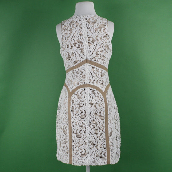 Ark and Co Sz L White Tan Fuzzy Lace Overlay Lining Arches Cotton Blend Dress