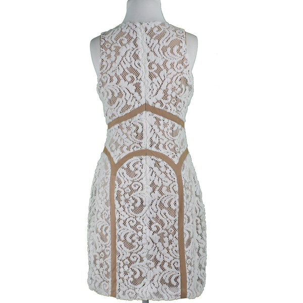 Ark and Co Sz L White Tan Fuzzy Lace Overlay Lining Arches Cotton Blend Dress