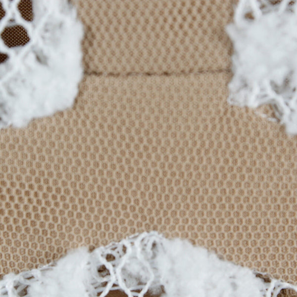 Ark and Co Sz L White Tan Fuzzy Lace Overlay Lining Arches Cotton Blend Dress