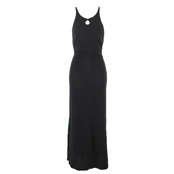St John Evening Sz 4 Black Keyhole Neck Laced Santana Wool Blend Long Dress