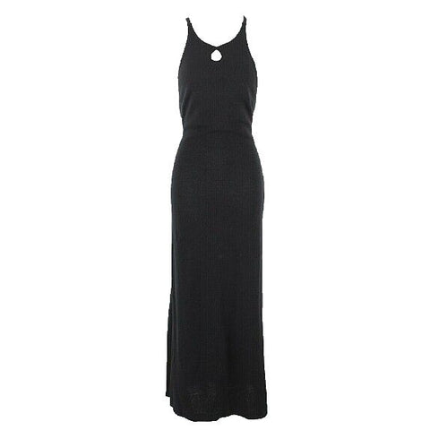 St John Evening Sz 4 Black Keyhole Neck Laced Santana Wool Blend Long Dress