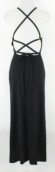 St John Evening Sz 4 Black Keyhole Neck Laced Santana Wool Blend Long Dress