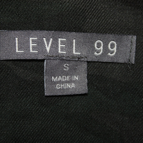 Level 99 Blazer Jacket Sz S Green Black Camo Collared One Button Linen Lyocell