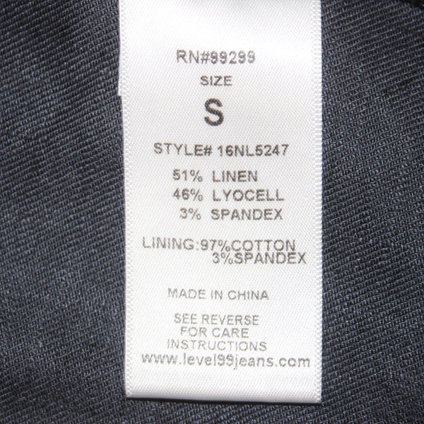 Level 99 Blazer Jacket Sz S Green Black Camo Collared One Button Linen Lyocell