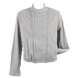 Joe's New Sz S Gray White Mini Herringbone Zip Front Cotton Elastane Jacket