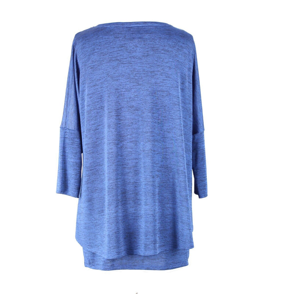 Joseph Ribkoff Sz 6 Royal Blue Asymm Mid Sleeve V Neck Polyester Tunic Top