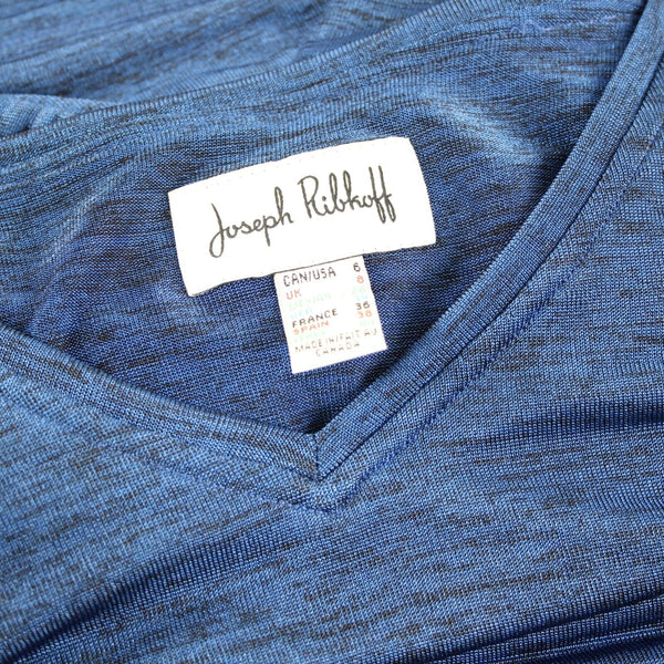 Joseph Ribkoff Sz 6 Royal Blue Asymm Mid Sleeve V Neck Polyester Tunic Top