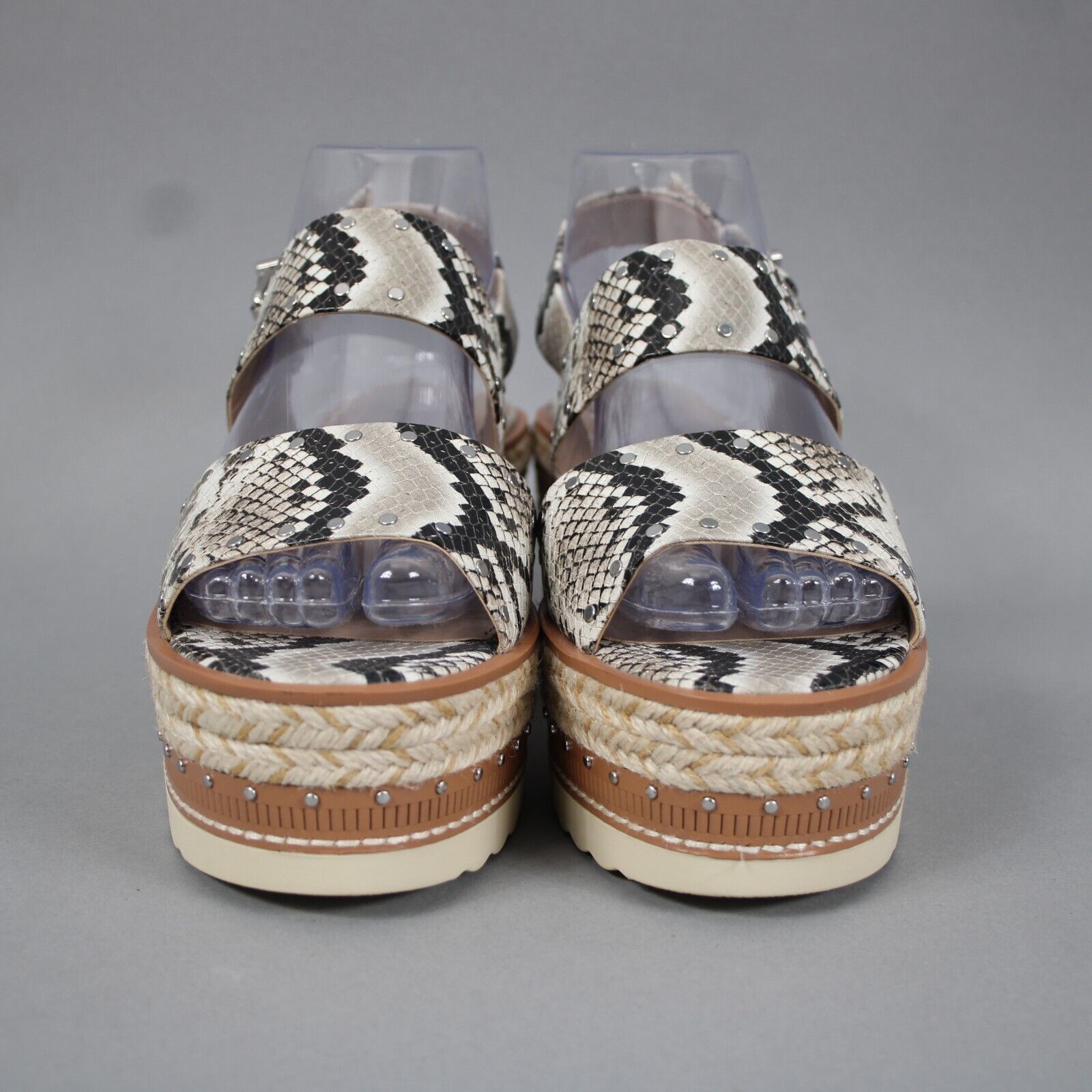 Vince Camuto Sz 9.5 M Brown Multi Color Reptile Print Jute Leather 3" Wedge