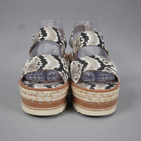 Vince Camuto Sz 9.5 M Brown Multi Color Reptile Print Jute Leather 3" Wedge