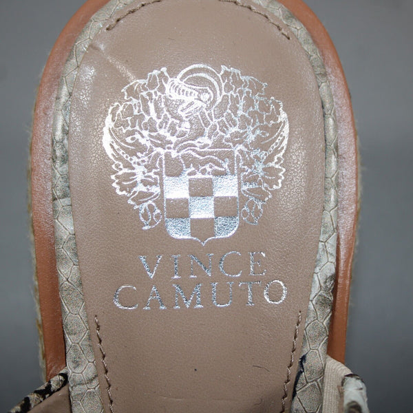 Vince Camuto Sz 9.5 M Brown Multi Color Reptile Print Jute Leather 3" Wedge