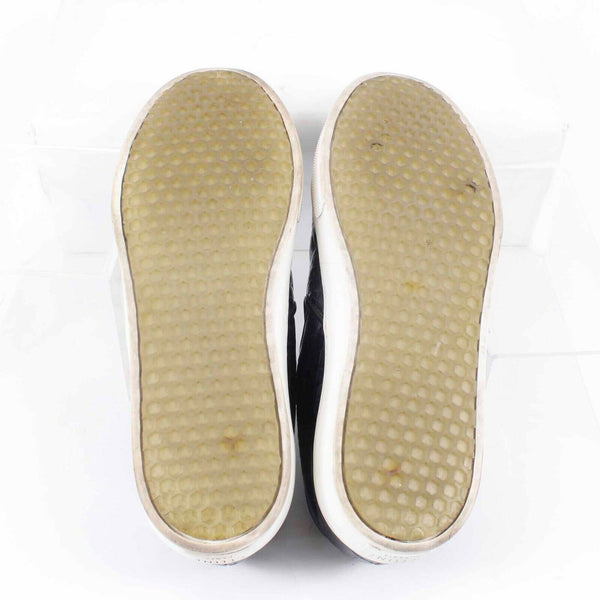 Celine Paris Sz 38.5 Navy Black White Reptile Textured 1" Slip On Flats