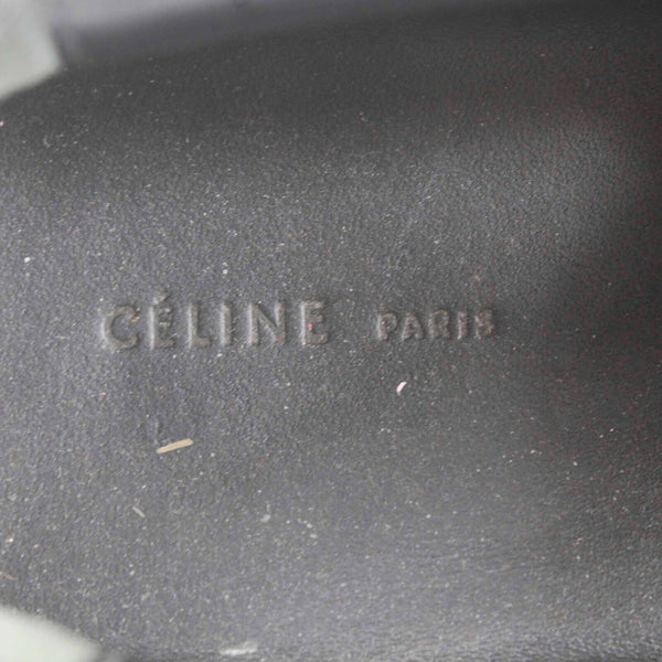 Celine Paris Sz 38.5 Navy Black White Reptile Textured 1" Slip On Flats