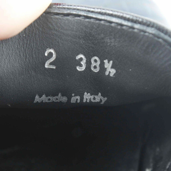 Celine Paris Sz 38.5 Navy Black White Reptile Textured 1" Slip On Flats