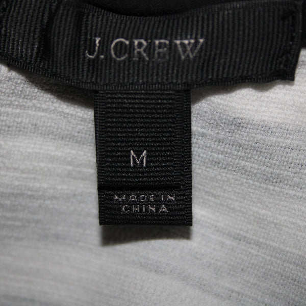J Crew Sz M White Black Striped Short Sleeve Zipper Cotton Elastane Dress
