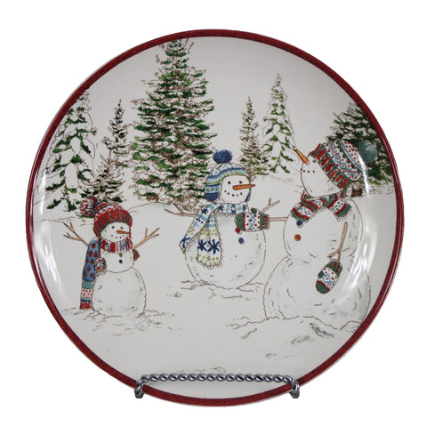 Williams Sonoma 8" Three Snowmen Set Of 3 Salad Plate