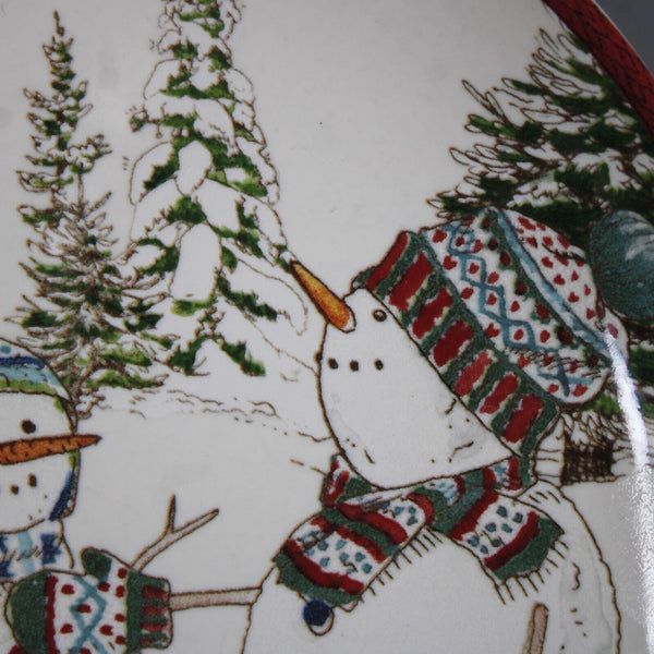 Williams Sonoma 8" Three Snowmen Set Of 3 Salad Plate