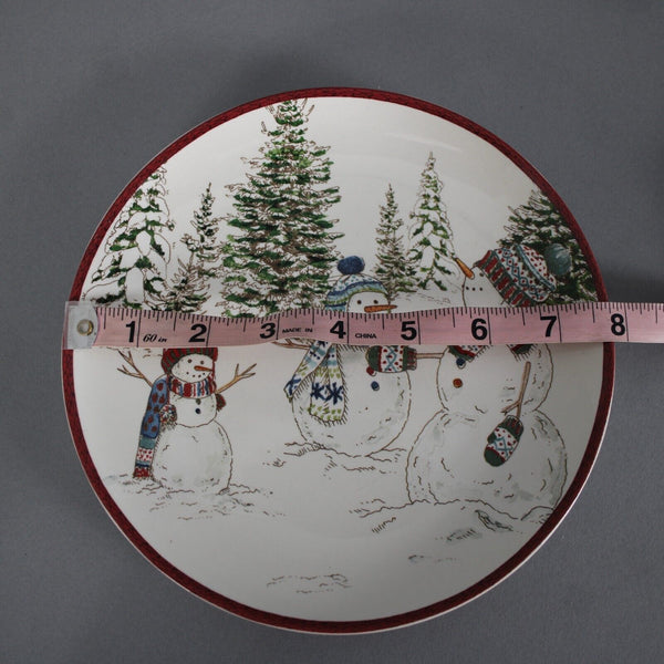 Williams Sonoma 8" Three Snowmen Set Of 3 Salad Plate