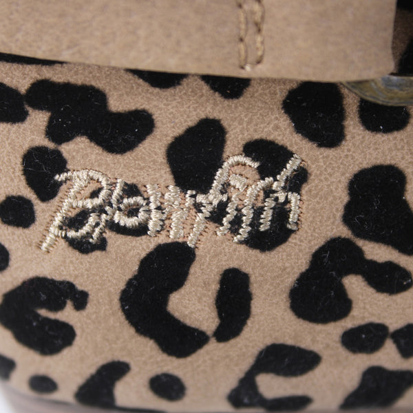 Blowfish Booties Sz 10 Brown Black Animal Print Zipper Synthetic Fabric 3" Boot