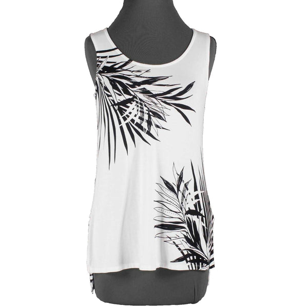 Soma Loungewear Sz XS White Black Hi Lo Split Sides Rayon Blend Top