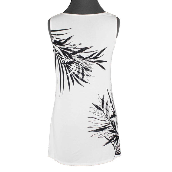 Soma Loungewear Sz XS White Black Hi Lo Split Sides Rayon Blend Top