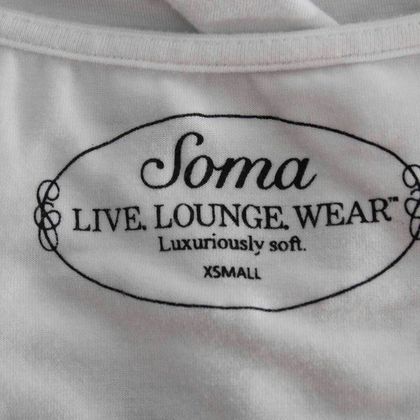 Soma Loungewear Sz XS White Black Hi Lo Split Sides Rayon Blend Top