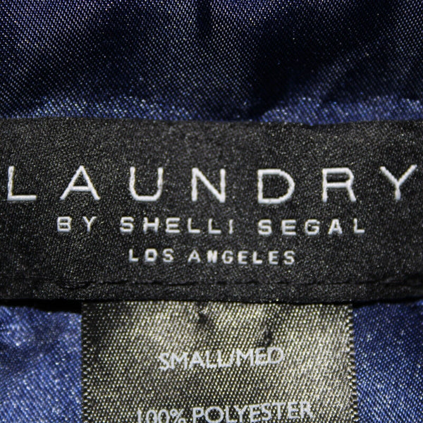 Shelli Segal Laundry Sz S Navy Blue Faux Fur Lined 100% Polyester Vest